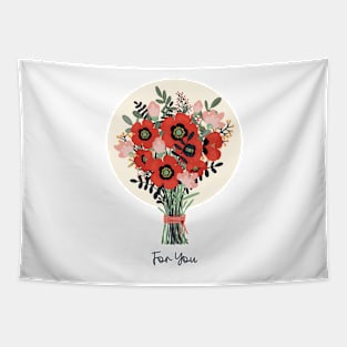 The beautiful fantasy flower bouquet with red and pink flowers For You! Tapestry