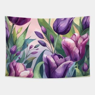 Purple Tulip Flowers Tapestry