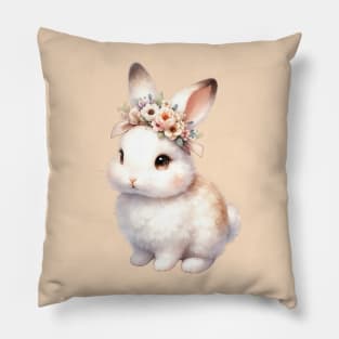 Adorable Baby Rabbit  Boho Babies A Whimsical Watercolor Gathering Pillow