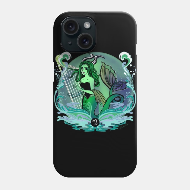 Capricorn Sea Goat Musical Mermaid Retro Design Phone Case by Magenta Arts