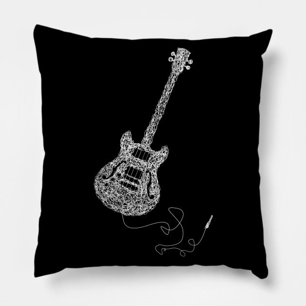 White bass guitar Pillow by Créa'RiBo