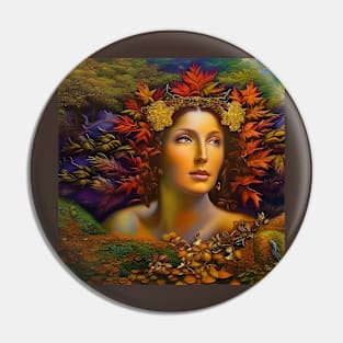 Autumnal Equinox Beautiful Woman Surrounded By Autumn Leaves Pin