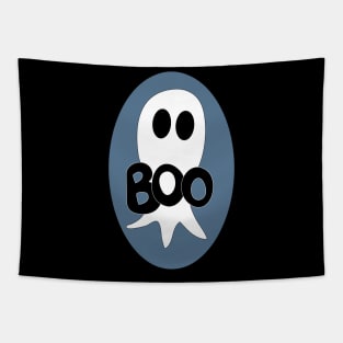 Cute Halloween ghost cartoon with BOO text Tapestry