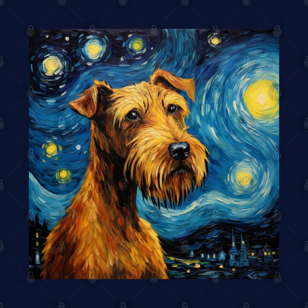 Irish Terrier painted in Starry Night style by NatashaCuteShop