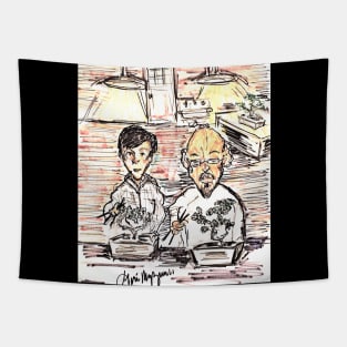 The Karate Kid Mr. Miyagi and Daniel LaRusso bonsai tree scene Tapestry