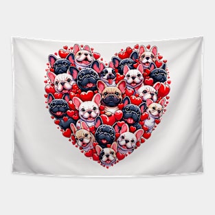 Funny French Bulldog Valentines Day Frenchie Heart Dog Owner Tapestry