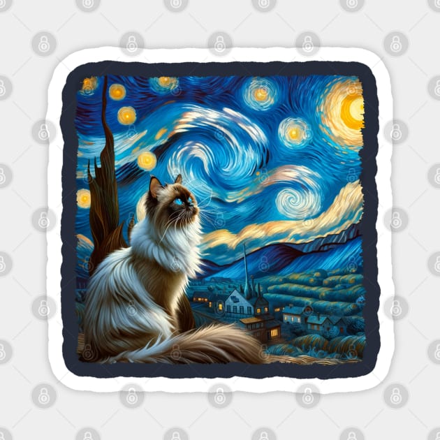 Birman Starry Night Inspired - Artistic Cat Magnet by starry_night