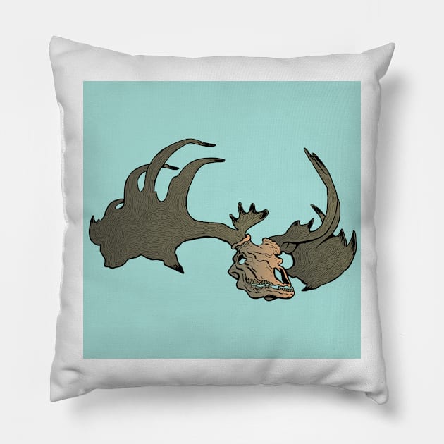 antlered skull of a prehistoric deer Pillow by duxpavlic