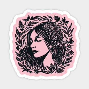 Linocut Woman Magnet