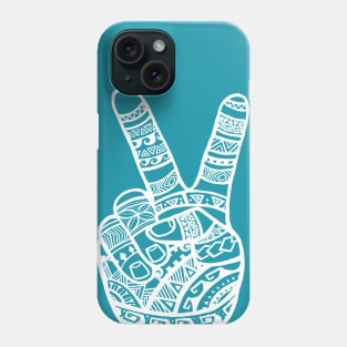 Boho Polynesian Tattoo Peace Sign Hand - White Phone Case