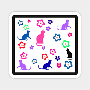 Cats and Flowers -  Gifts Cat Lovers Magnet