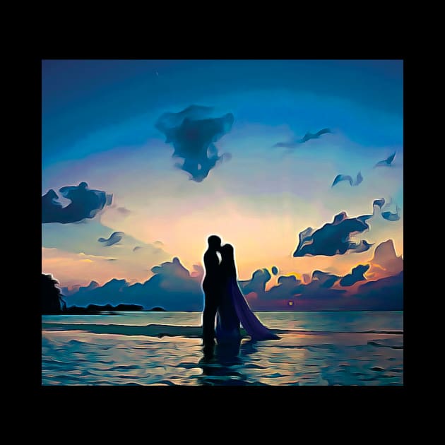 Couples wedding on beach Oil Painting Art by Aziz