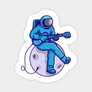 Astronaut Playing Guitar On The Moon Magnet