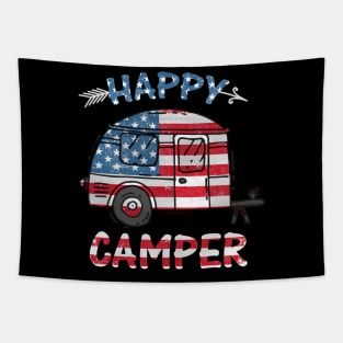 Camper Merica American Happy Pride Flag 4th of July Camping Tapestry
