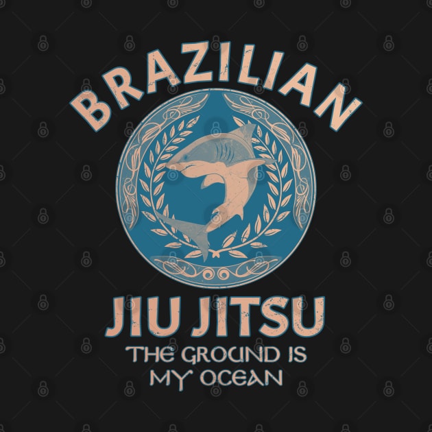 Jiu Jitsu Shark. The ground is my Ocean by NicGrayTees