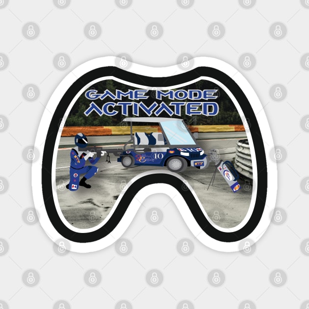 Blue and silver color white Trim Race Track Game Mode Activated Magnet by Sublime Expressions