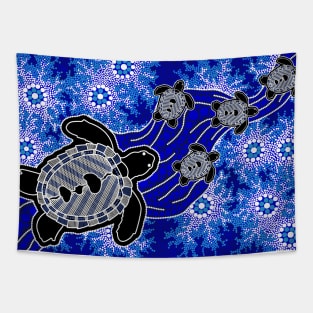 Aboriginal Art - Baby Turtles 2 Tapestry