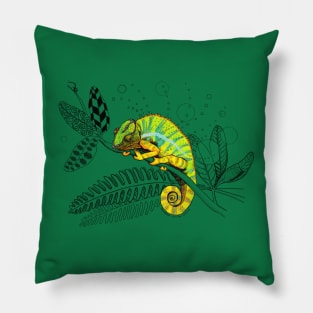 Colorful Panther Chameleon Doodle Pillow