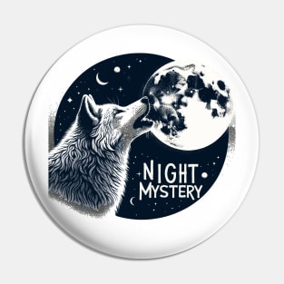 Moonlit Serenade - Wolf and Moon Artwork Pin