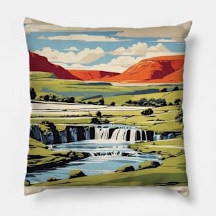 Yorkshire Sculpture Park Vintage Travel Tourism Poster Art Pillow