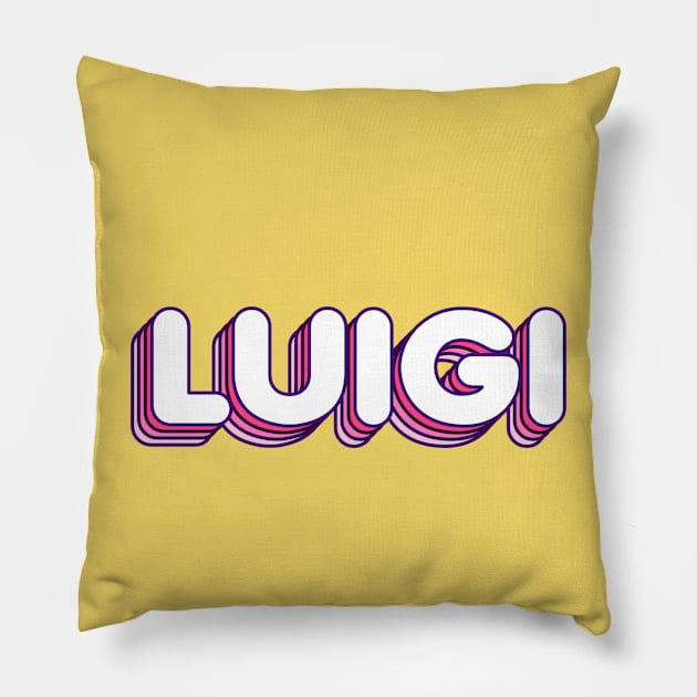 Pink Layers Luigi Name Label Pillow by KedaiComel