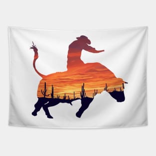 Bull Rider 1: Desert Sunset Tapestry