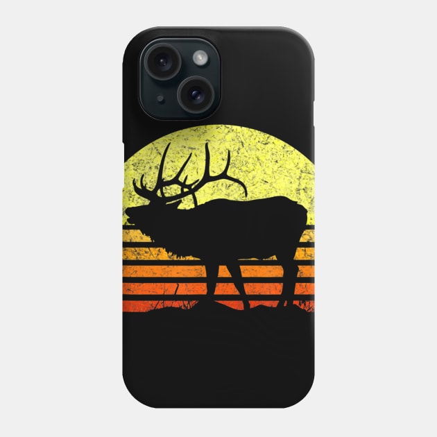 American Elk Hunter Dad Vintage Retro Sun Bow Hunting Gift Phone Case by wcfrance4