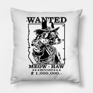 Vintage WANTED MEOW HAW Cowboy Western Country Pillow