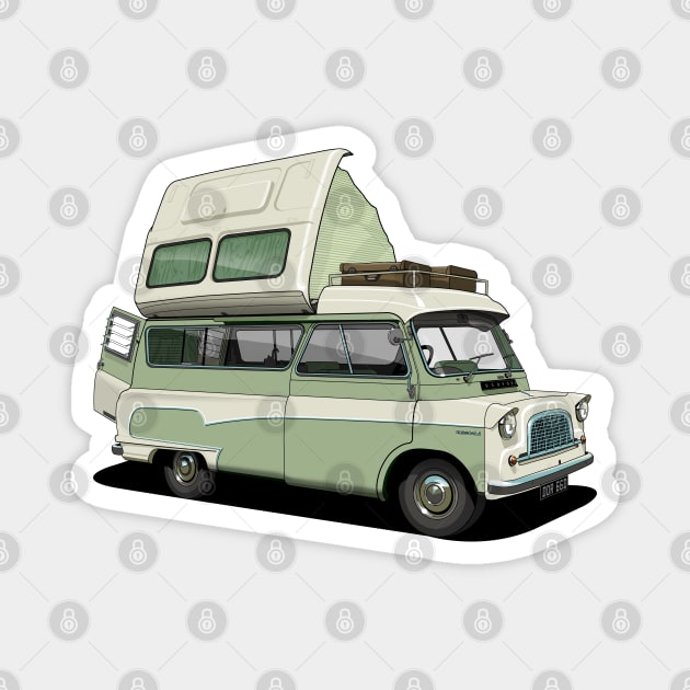 Bedford Camper Van in light green Magnet by candcretro