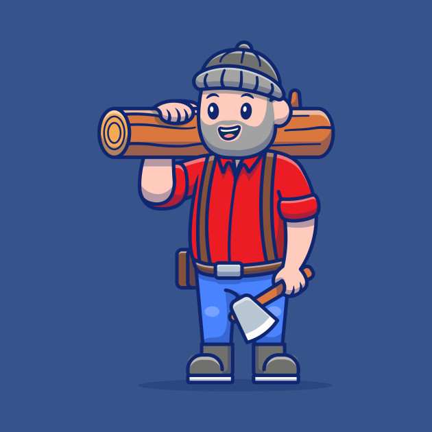 Disover Cute Carpenter Holding Ax And Wood - Lumberjack - T-Shirt