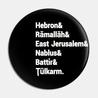 Hebron& Rāmallāh& East Jerusalem& Nablus& Battir& Tūlkarm. - Front Pin