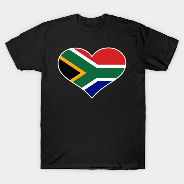 SOUTH AFRICA EMBLEM FLAG HEART SHAPED I LOVE T-SHIRT 