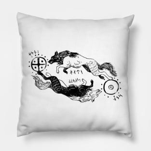 Hati and Skoll (white) Pillow