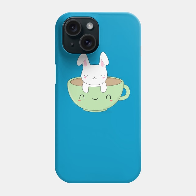 Kawaii Bunny and Coffee T-Shirt Phone Case by happinessinatee