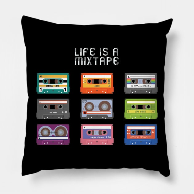 Mixtape Retro Pillow by DesignbyMaryati