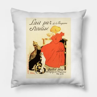 Lait Pur Sterilise Sterilized Fresh Milk Advertisement  by Steinlen 1894 Vintage French Pillow