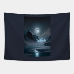 Painting of Full moon shining on the lake on a calm summer night Tapestry