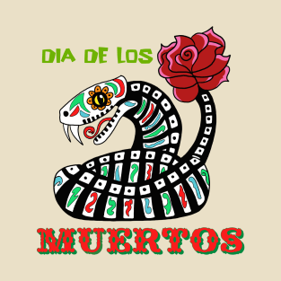 Dia de los Muertos Snake, with text! T-Shirt
