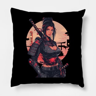 Thicc Samurai Girl Japanese Ninja Pillow