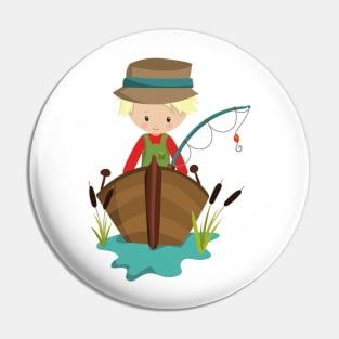 Fishing Boy, Fisherman, Fishing Rod, Blond Hair Pin