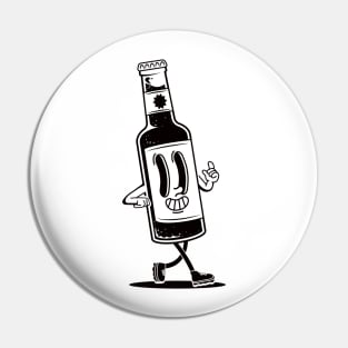 Retro Walking Glass Bottle Walking Illustration Pin