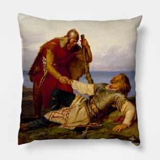 Hjalmar Parting From Orvar Odd After The Fight on Samso by Marten Eskil Winge Pillow