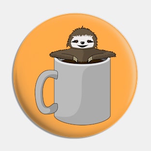 Sloth in a Mug Pin