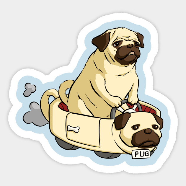 Pug Driving A Pug Car Pug Sticker Teepublic Au