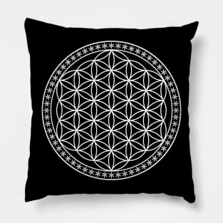 Flower of Life Sacred Geometry White Pillow