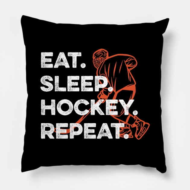 Eat Sleep Hockey Repeat Pillow by DragonTees