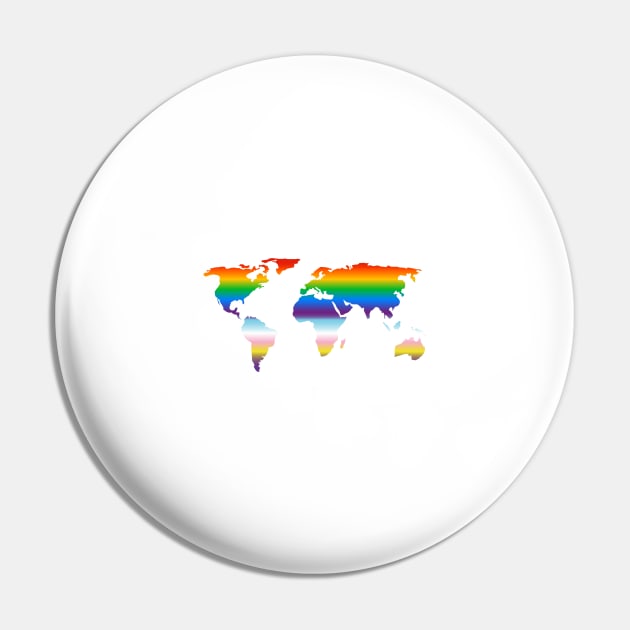 World Map - Rainbow Flag Colors Pin by brightnomad