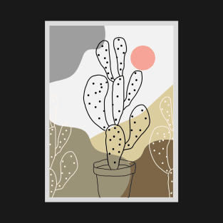 Abstract Desert Cactus Minimalist wall Art T-Shirt