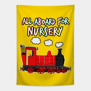 All Aboard For Nursery Steam Train (Red) Tapestry