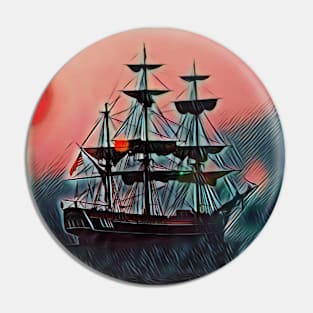 Pirate Ship Graphic Art Design | Digital Art | Painting Pin